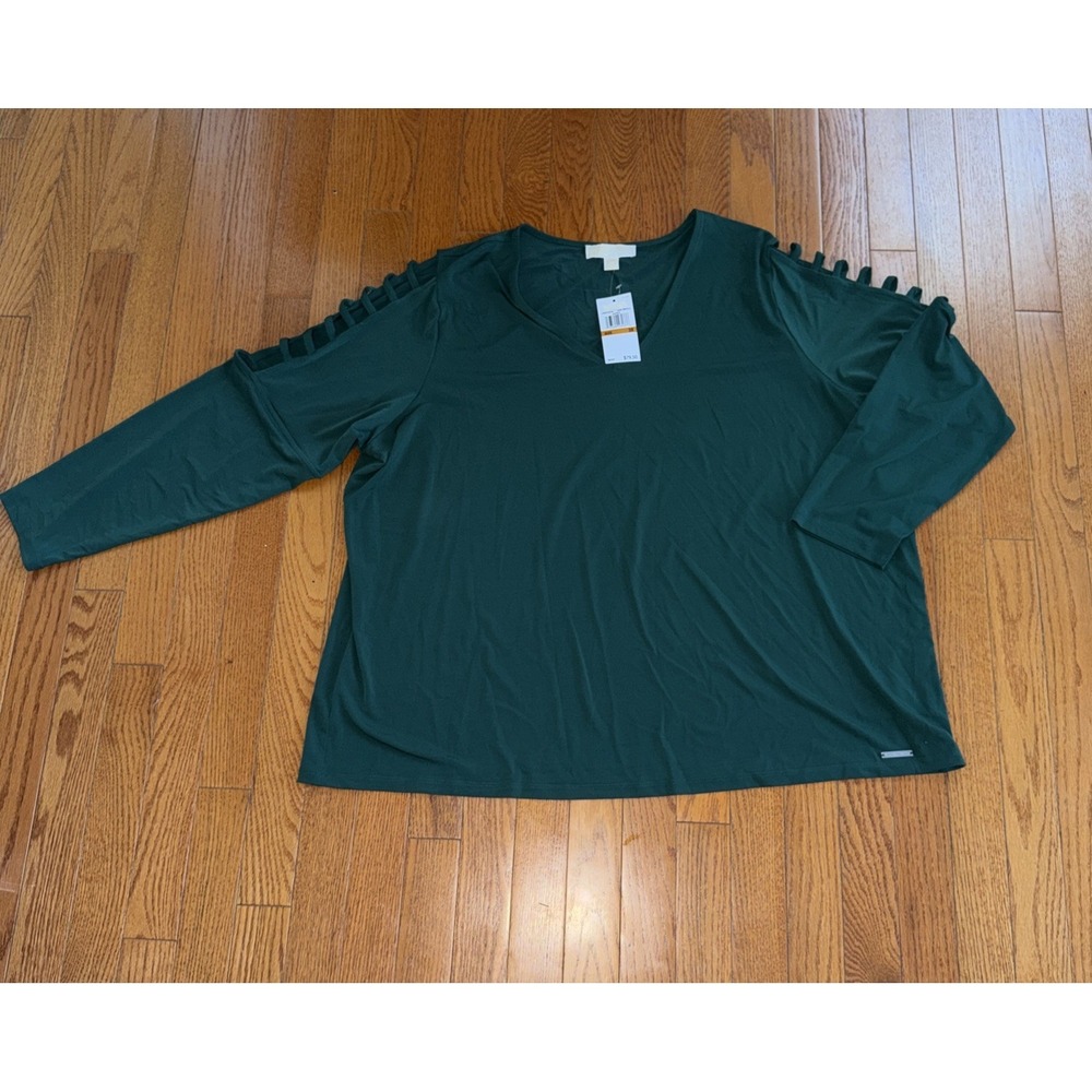Michael Kors Open Arm Emerald Green Blouse‎ Top Size 3X NWT